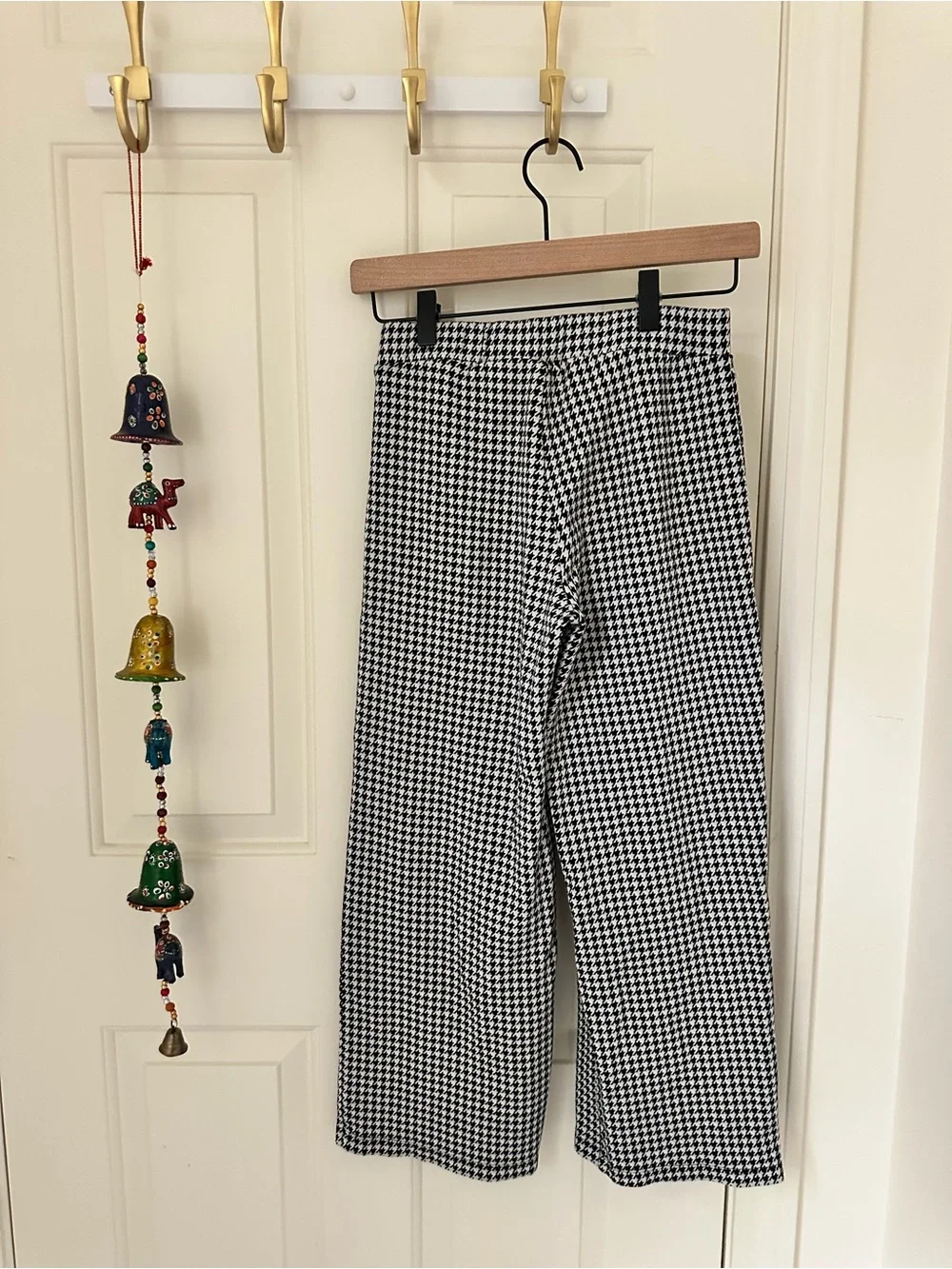 Old Navy Black & White Houndstooth Top with Sailor Details